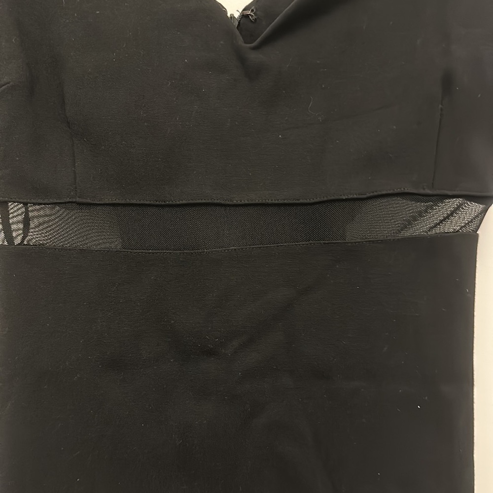 Black Mesh cutout vneck dress - Picture 2 of 4